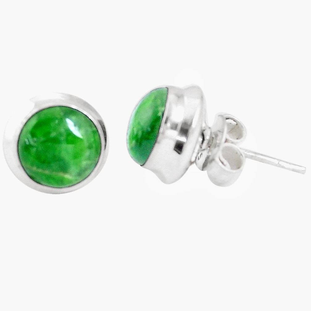 7.04cts natural green chrome diopside 925 sterling silver stud earrings p11463