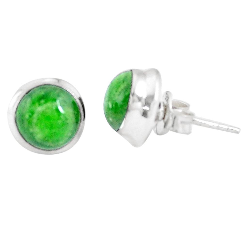 7.02cts natural green chrome diopside 925 sterling silver stud earrings p11466