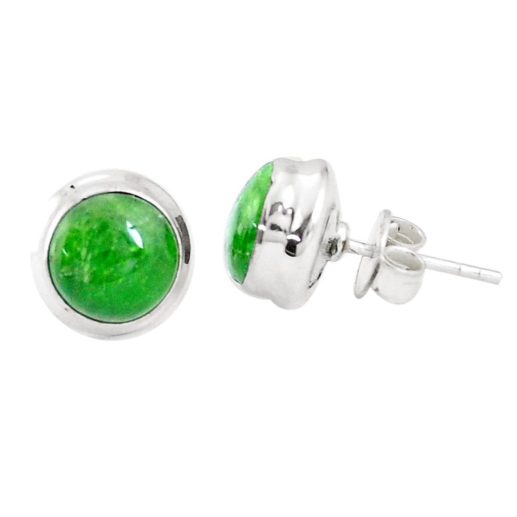 6.70cts natural green chrome diopside 925 sterling silver stud earrings p11467