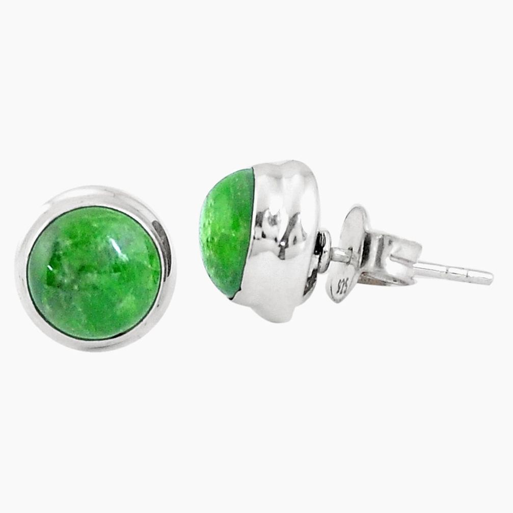 925 sterling silver 6.72cts natural green chrome diopside stud earrings p11468