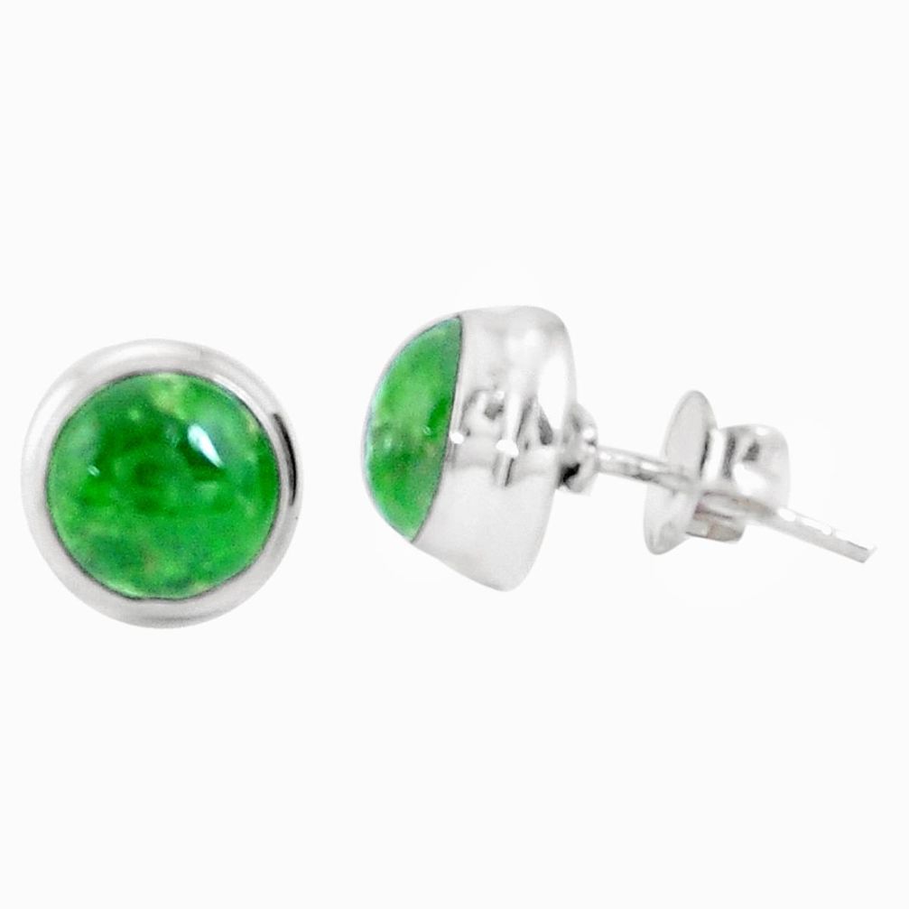 7.04cts natural green chrome diopside 925 sterling silver stud earrings p11470