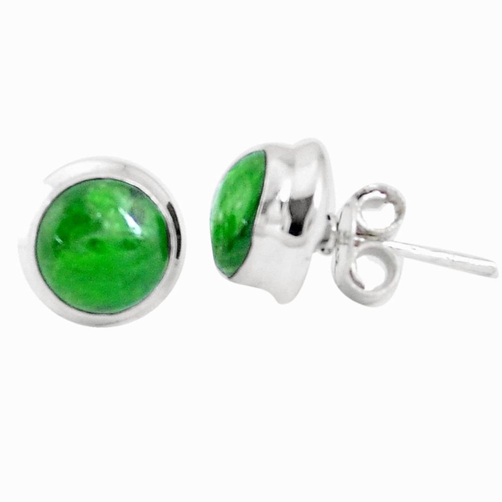 7.04cts natural green chrome diopside 925 sterling silver stud earrings p11471