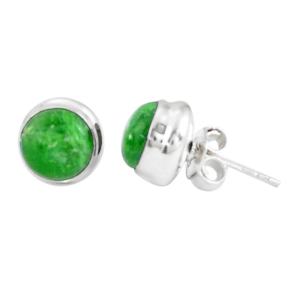 925 sterling silver 6.95cts natural green chrome diopside stud earrings p11472