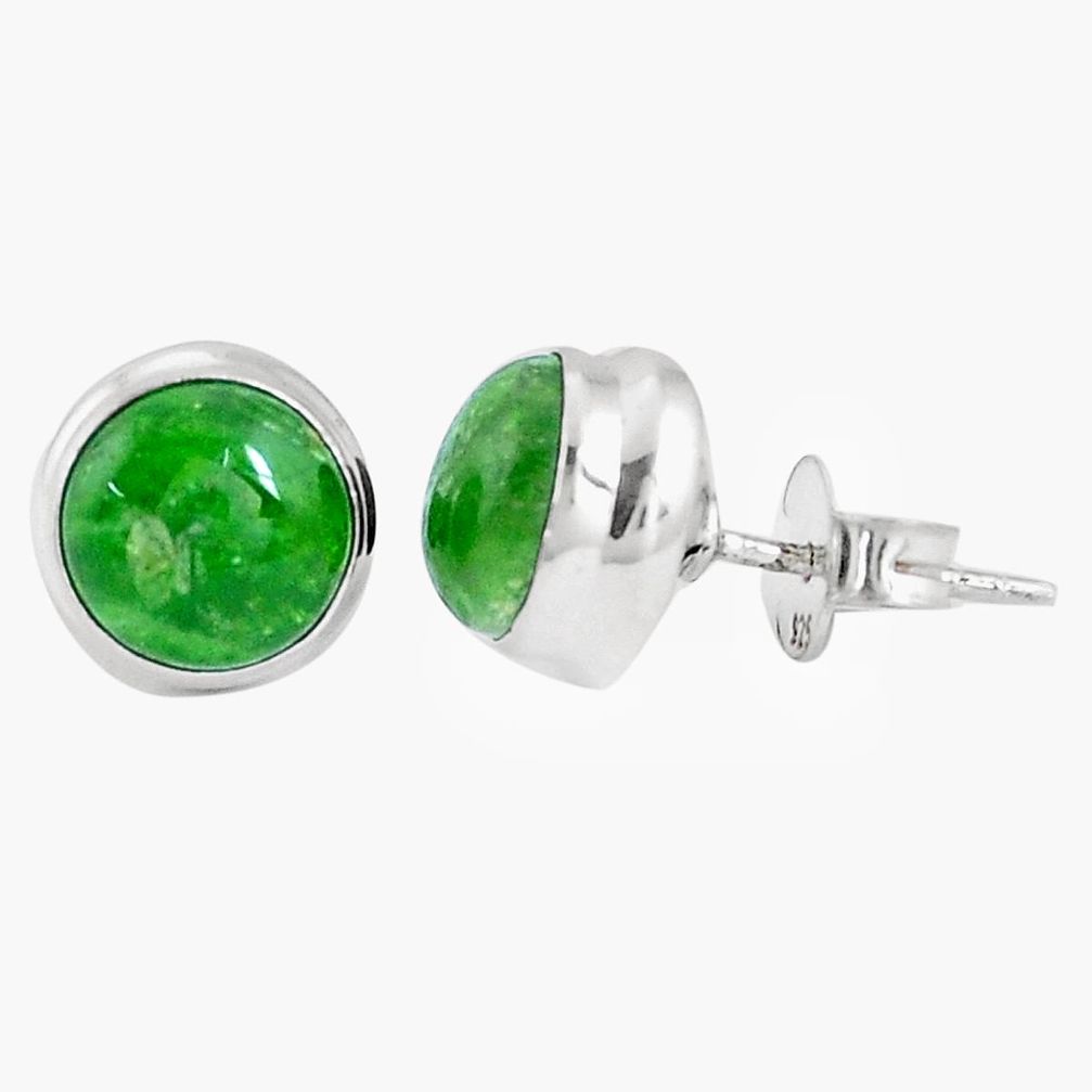 7.04cts natural green chrome diopside 925 sterling silver stud earrings p11473