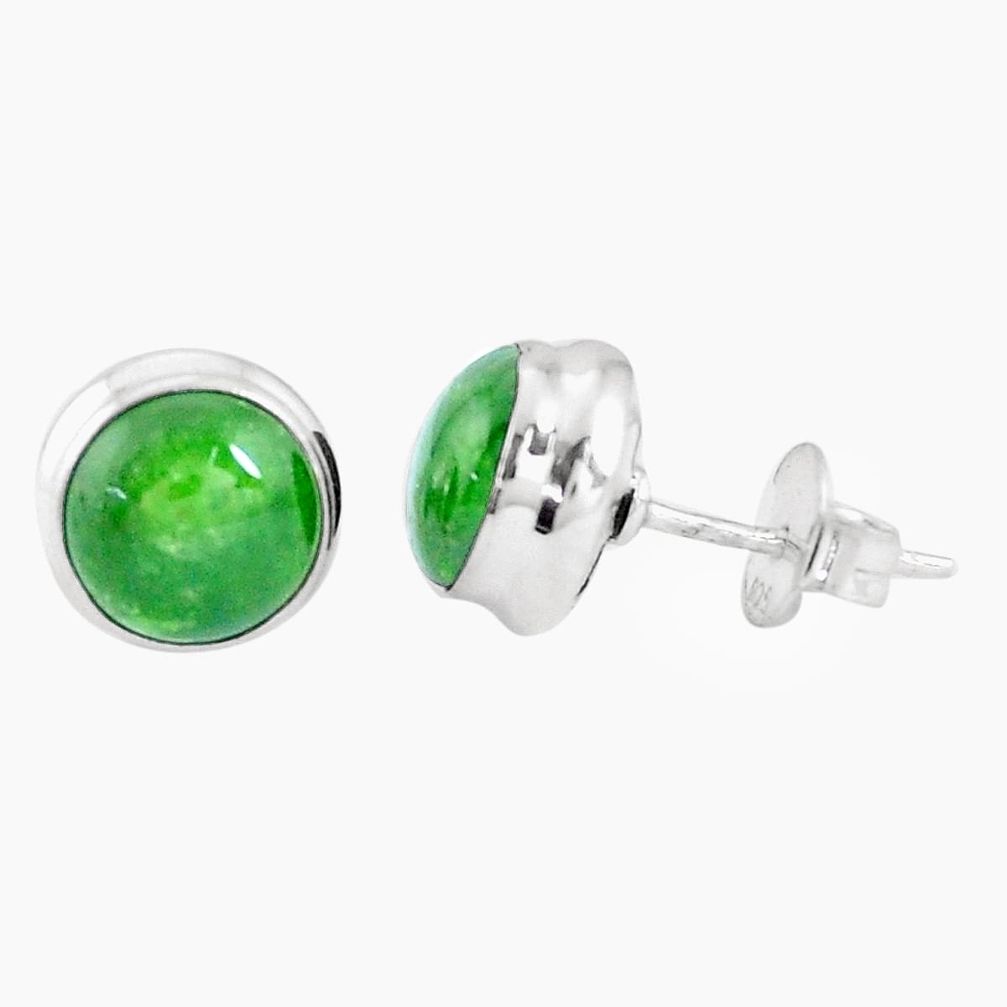 6.70cts natural green chrome diopside 925 sterling silver stud earrings p11474