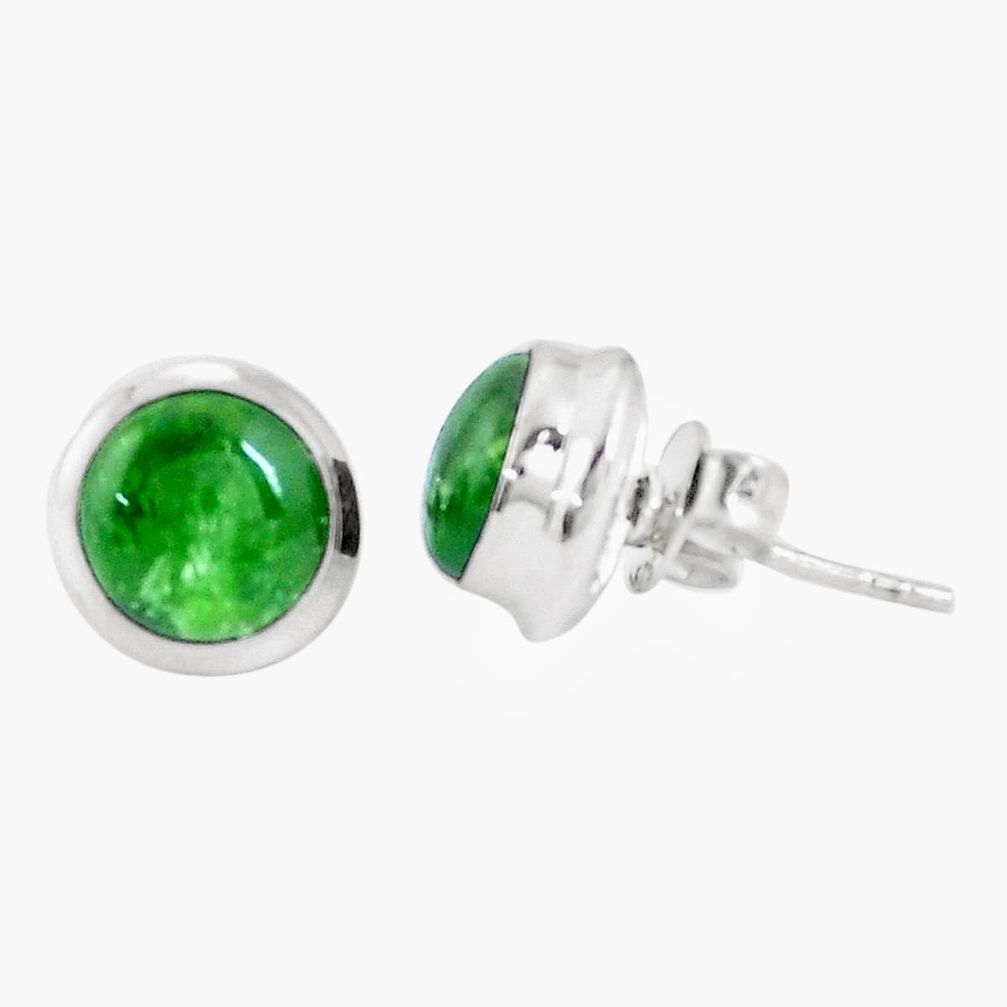 6.72cts natural green chrome diopside 925 sterling silver stud earrings p11479