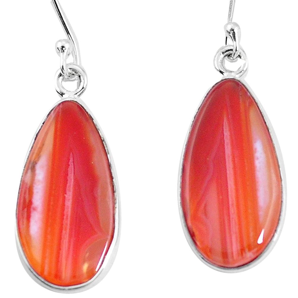 14.14cts natural honey botswana agate 925 sterling silver dangle earrings p11481