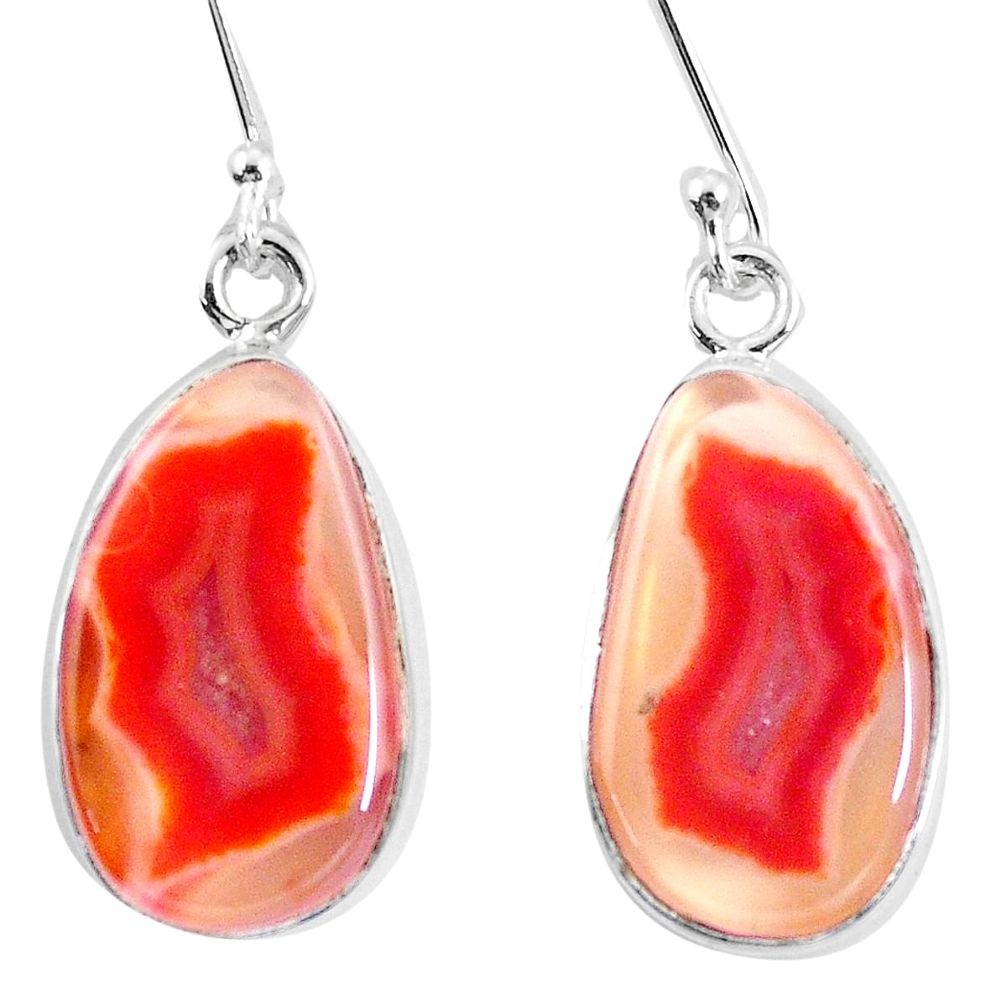 14.45cts natural honey botswana agate 925 sterling silver dangle earrings p11482