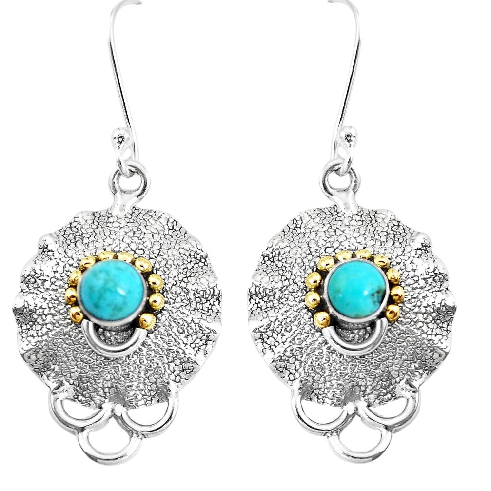 925 silver victorian green arizona mohave turquoise two tone earrings p11629