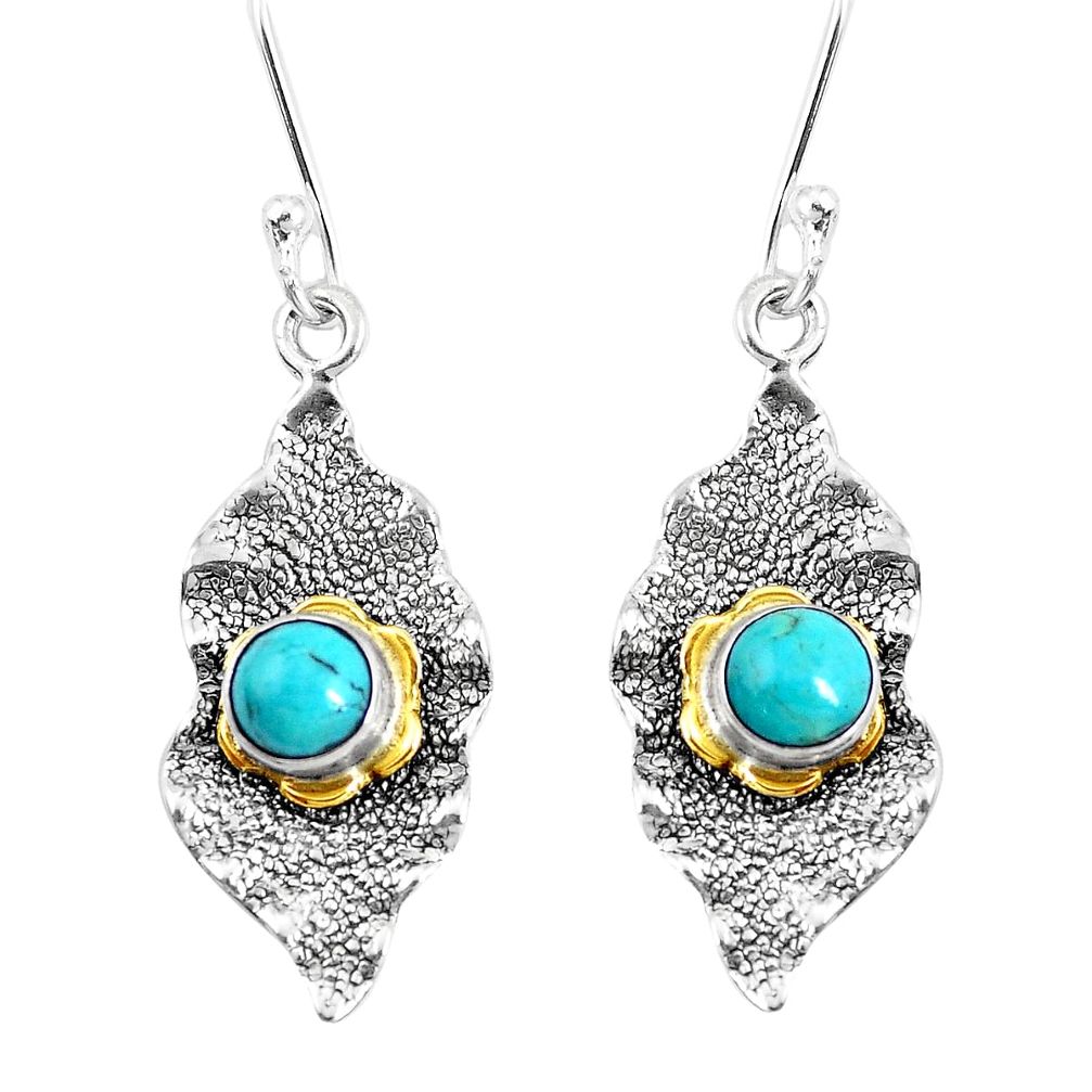 925 silver victorian green arizona mohave turquoise two tone earrings p11692