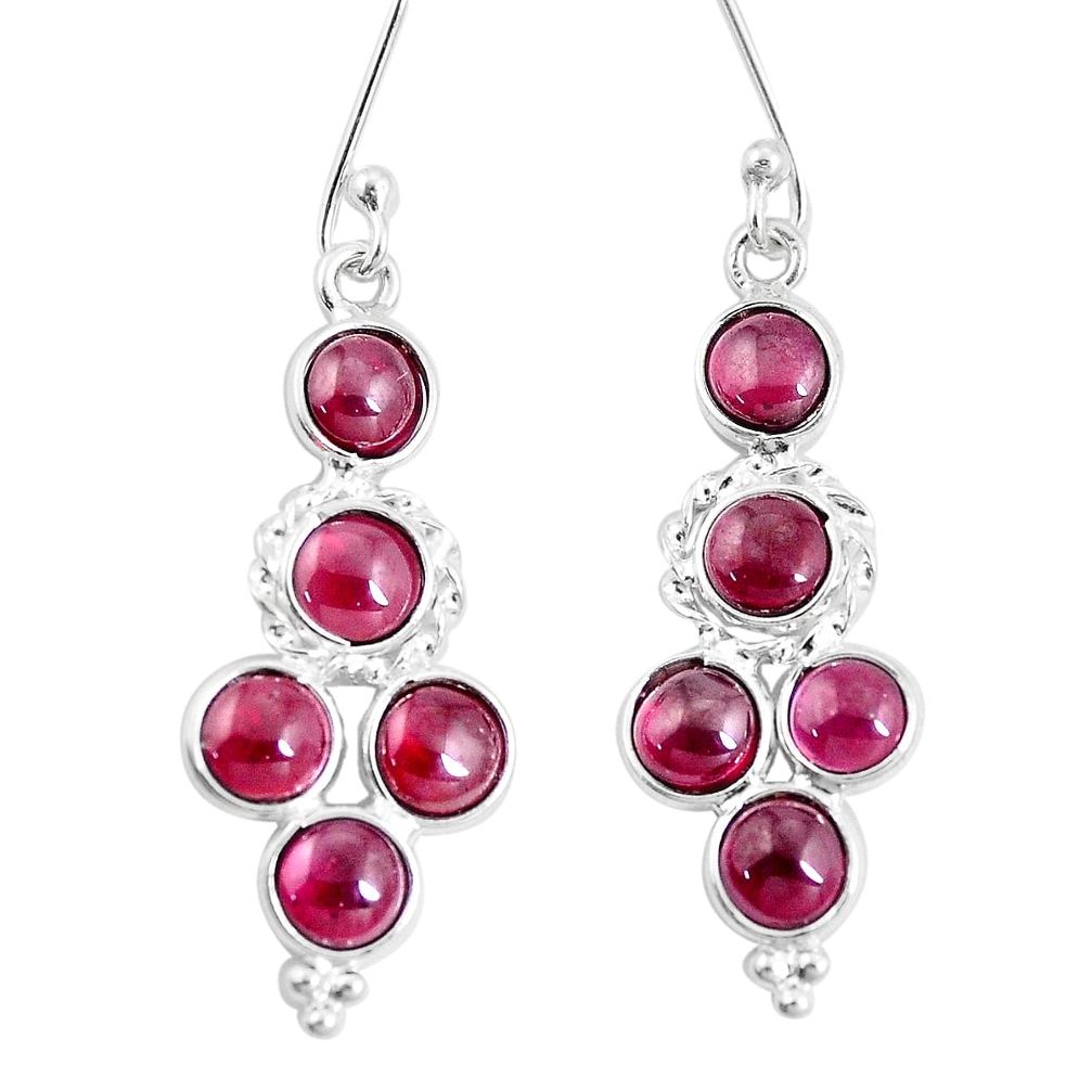 Natural red garnet 925 sterling silver dangle earrings jewelry p11709