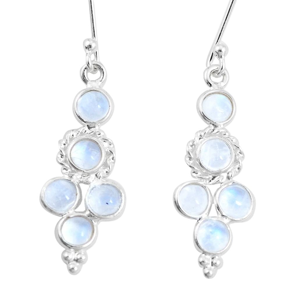 925 sterling silver 5.87cts natural rainbow moonstone earrings jewelry p11718