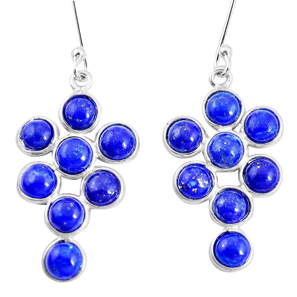 13.43cts natural blue lapis lazuli 925 sterling silver dangle earrings p11742