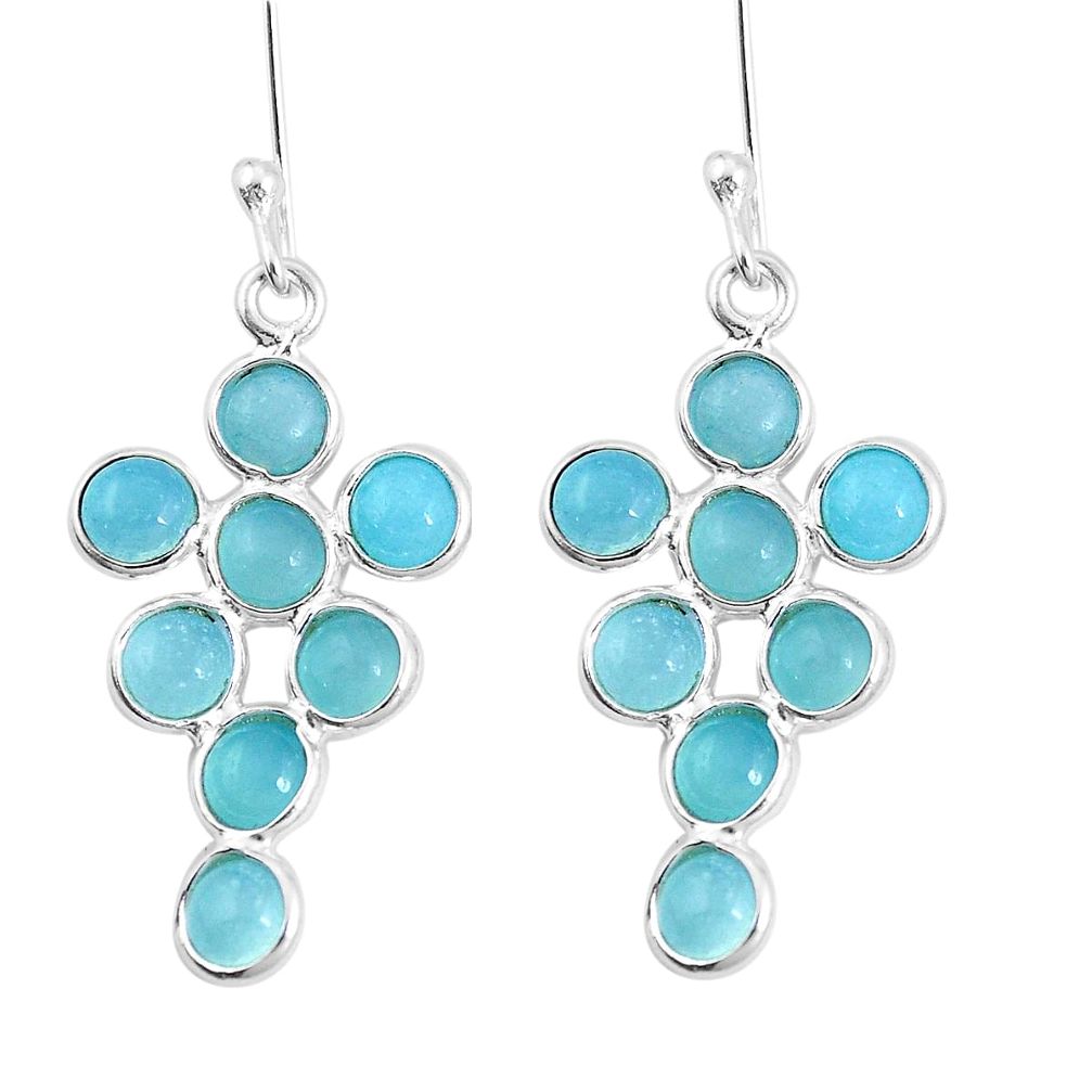 11.26cts natural aqua chalcedony 925 sterling silver dangle earrings p11743