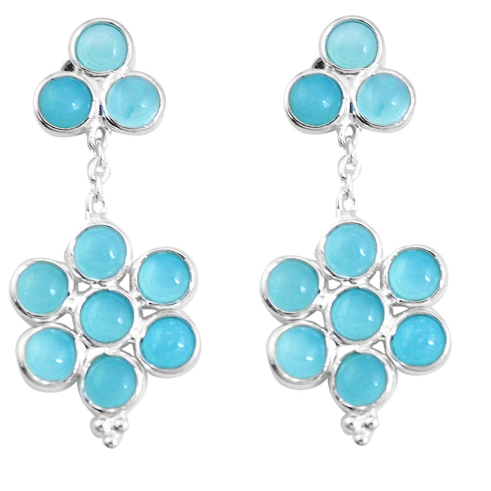 10.68cts natural blue chalcedony 925 sterling silver earrings jewelry p11766