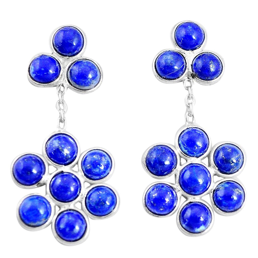 16.49cts natural blue lapis lazuli 925 sterling silver earrings jewelry p11774