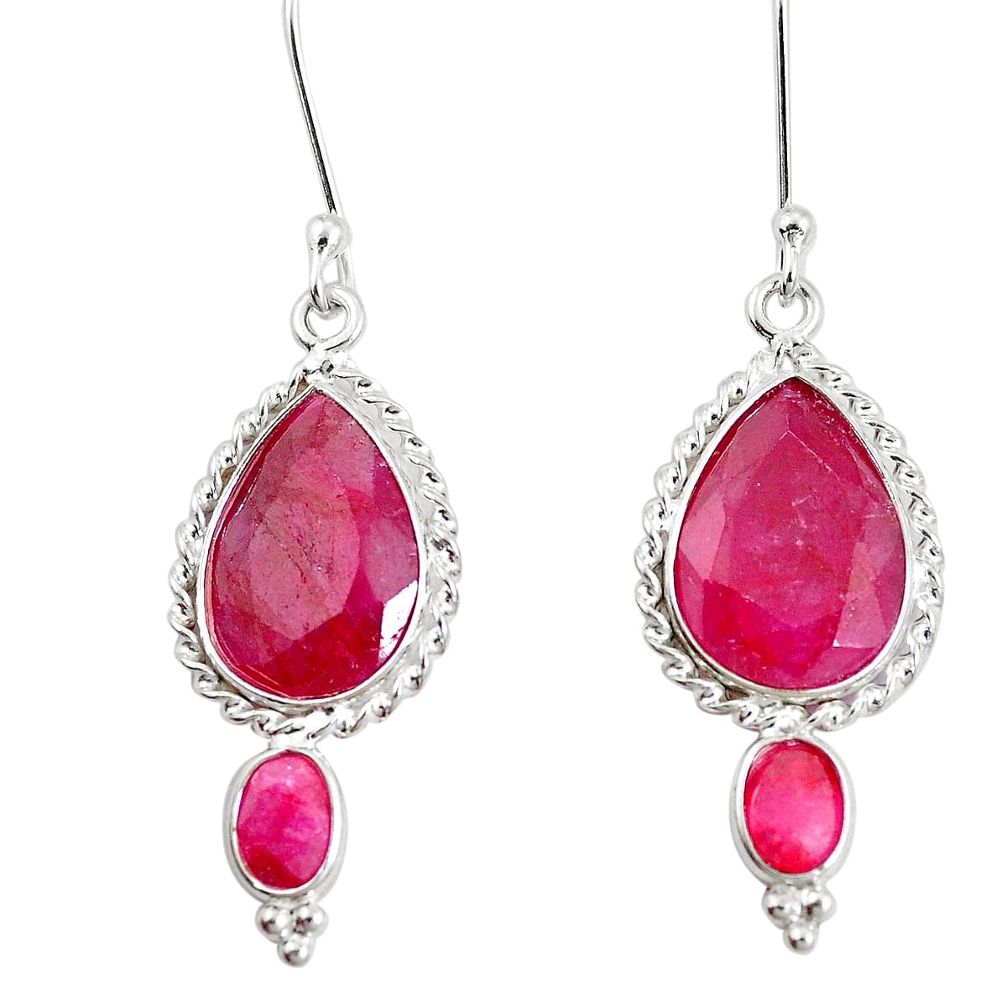 925 sterling silver 12.22cts natural red ruby dangle earrings jewelry p11886