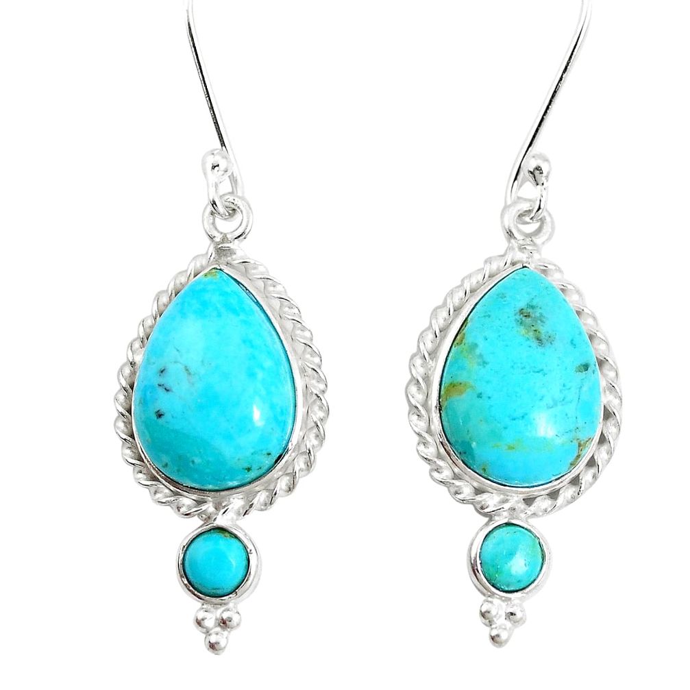 10.65cts green arizona mohave turquoise 925 silver dangle earrings p11895