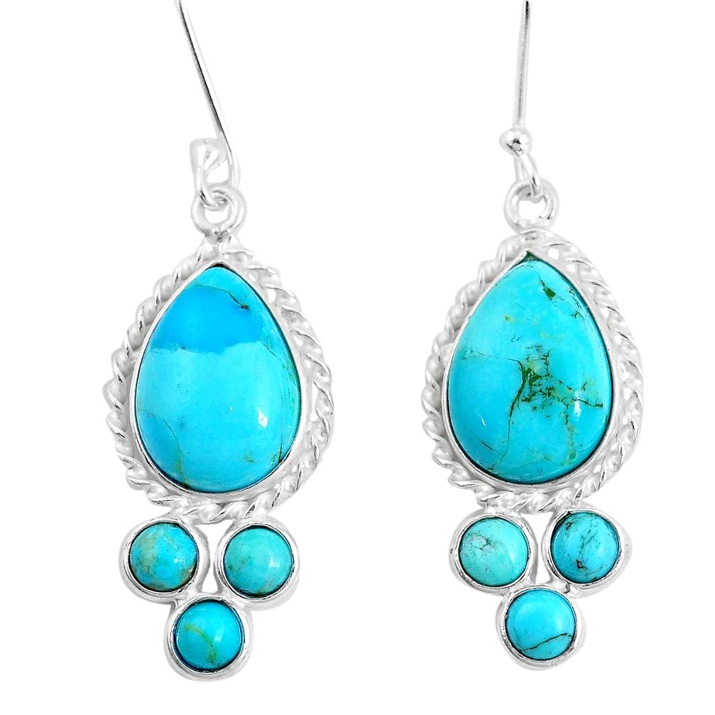 13.50cts green arizona mohave turquoise 925 silver dangle earrings p11902