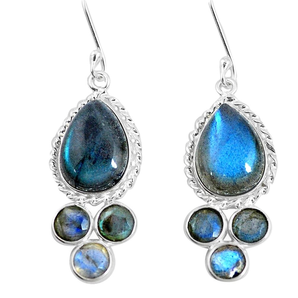 17.05cts natural blue labradorite 925 sterling silver dangle earrings p11917