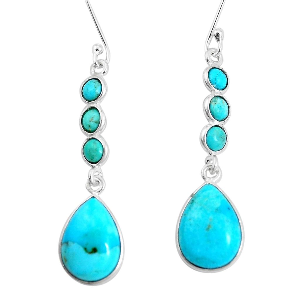 12.54cts green arizona mohave turquoise 925 silver dangle earrings p11934