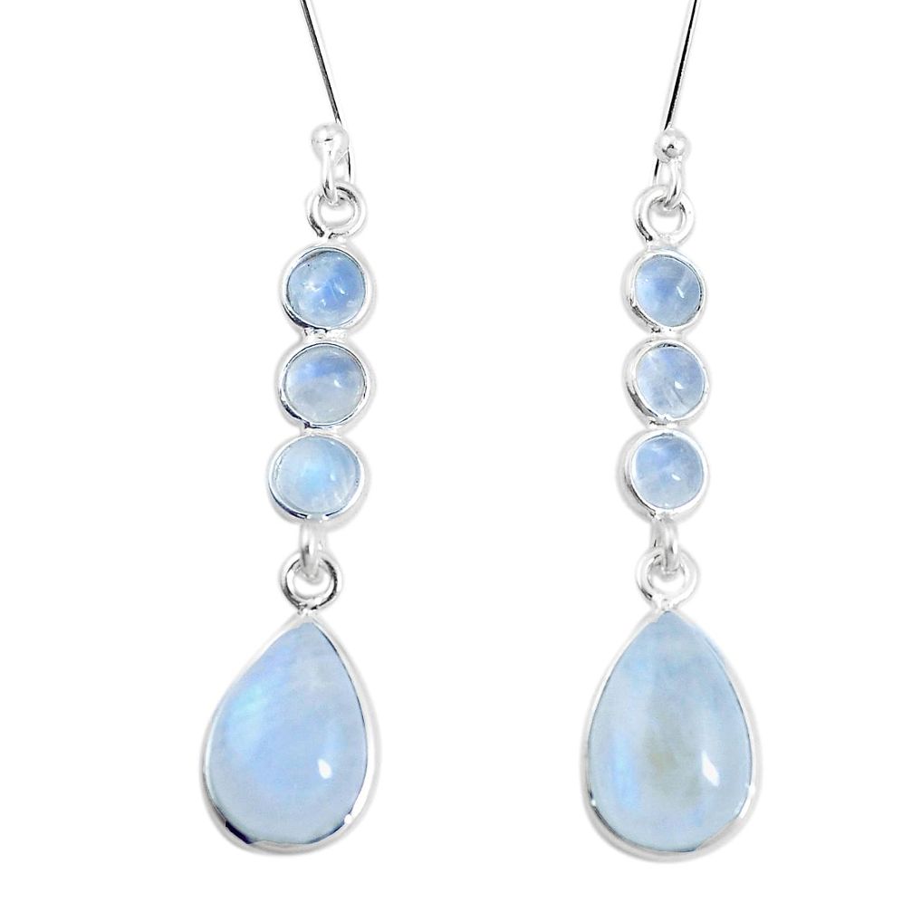 12.54cts natural rainbow moonstone 925 sterling silver dangle earrings p11937