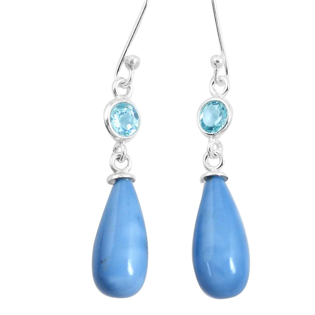 13.63cts natural blue owyhee opal topaz 925 silver dangle earrings p11944