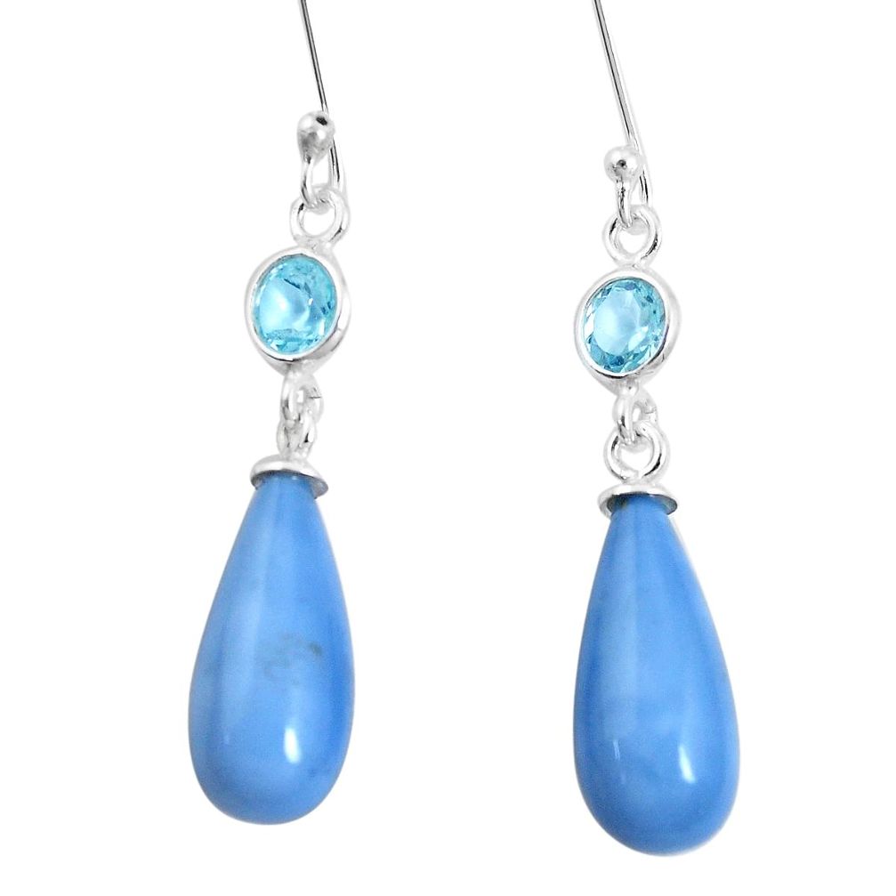 13.66cts natural blue owyhee opal topaz 925 silver dangle earrings p11946