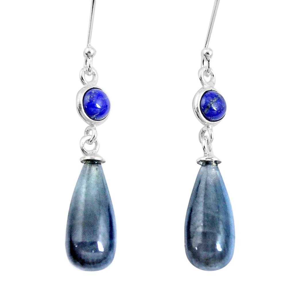 15.31cts natural blue labradorite amethyst 925 silver dangle earrings p11957