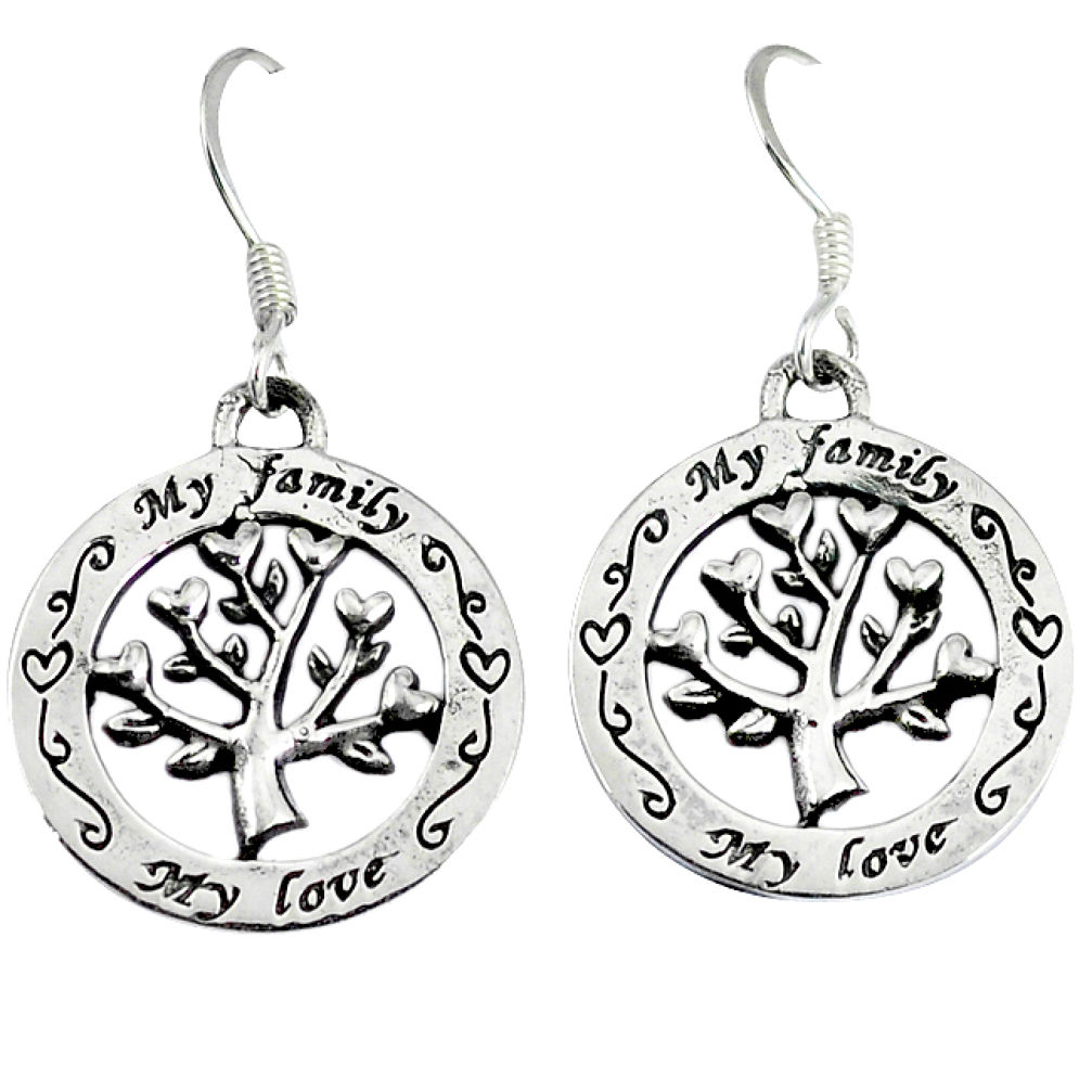 4.05gms indonesian bali style solid 925 silver tree of life earrings p1223