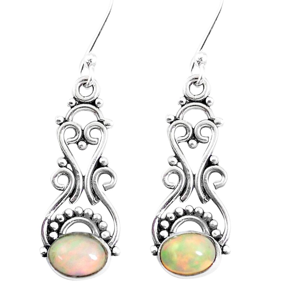 4.06cts natural multi color ethiopian opal 925 silver dangle earrings p12562