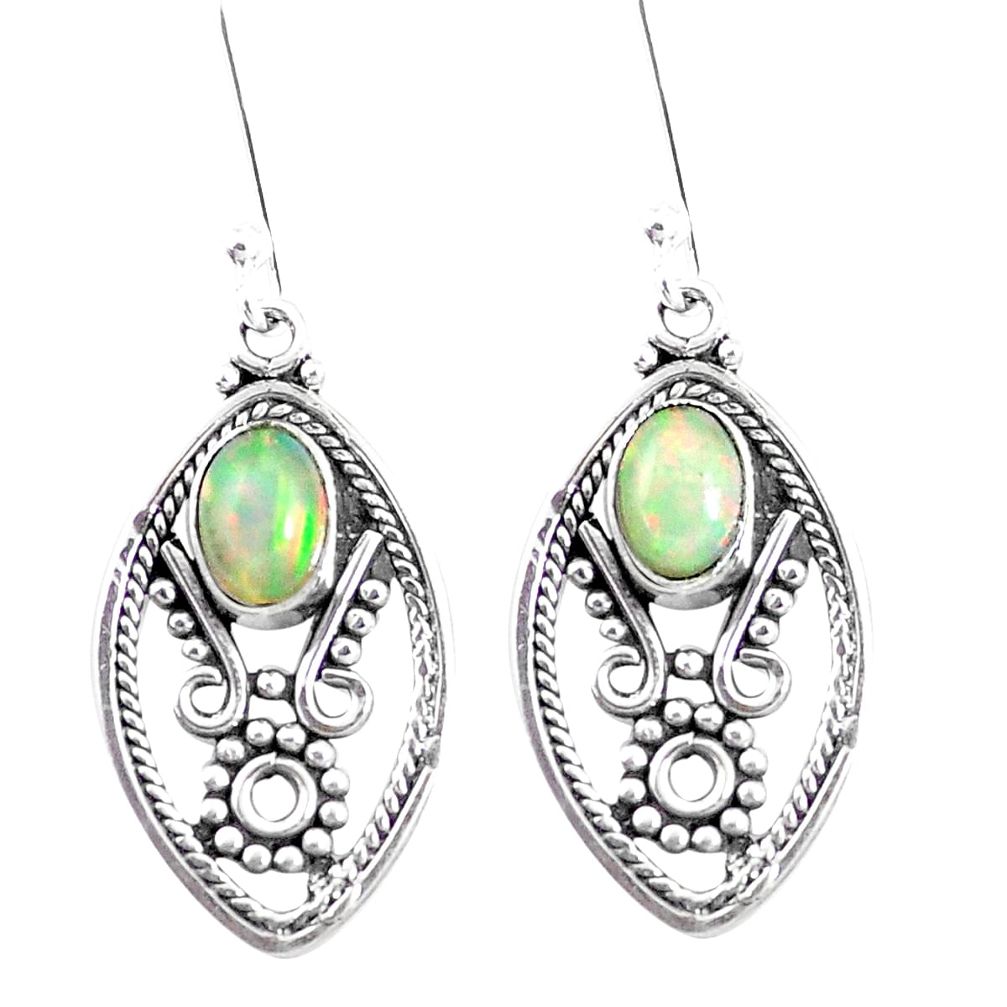 4.21cts natural multi color ethiopian opal 925 silver dangle earrings p12576