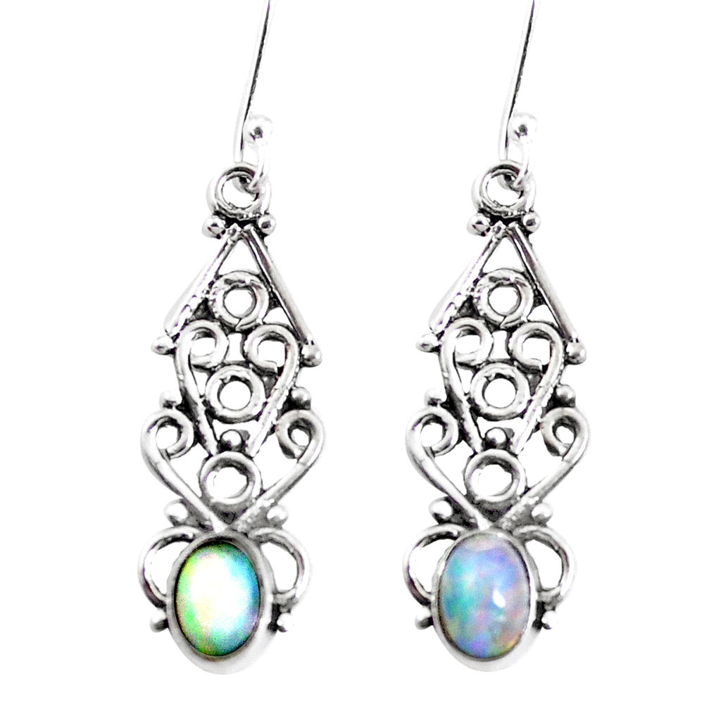 4.51cts natural multi color ethiopian opal 925 silver dangle earrings p12579