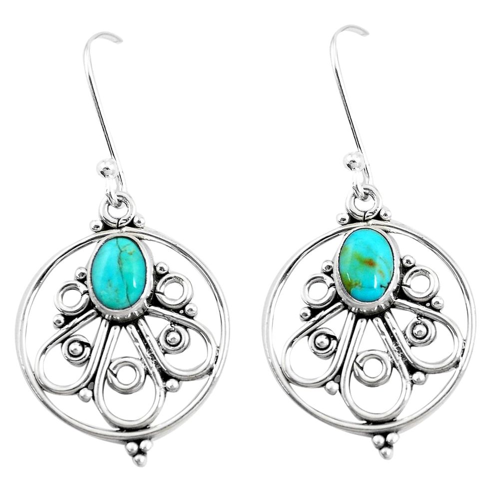 3.28cts green arizona mohave turquoise 925 silver dangle earrings p13185