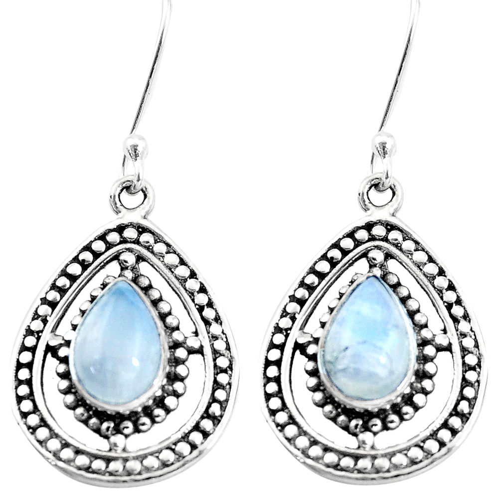 4.52cts natural rainbow moonstone 925 sterling silver dangle earrings p13213