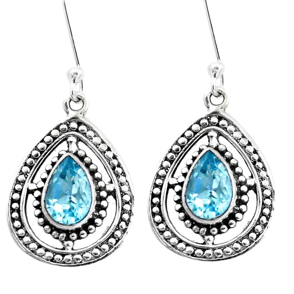 4.93cts natural blue topaz 925 sterling silver dangle earrings jewelry p13219