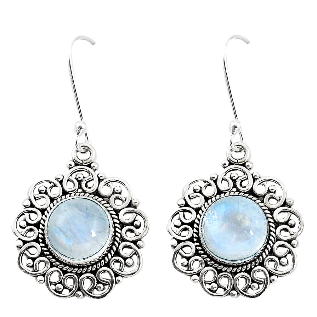 10.02cts natural rainbow moonstone 925 sterling silver dangle earrings p13234