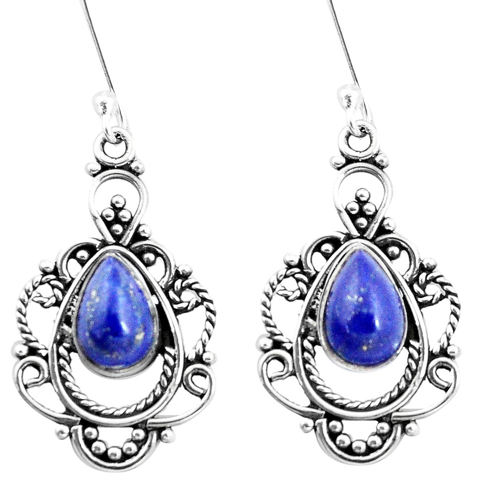 4.75cts natural blue lapis lazuli 925 sterling silver dangle earrings p13282