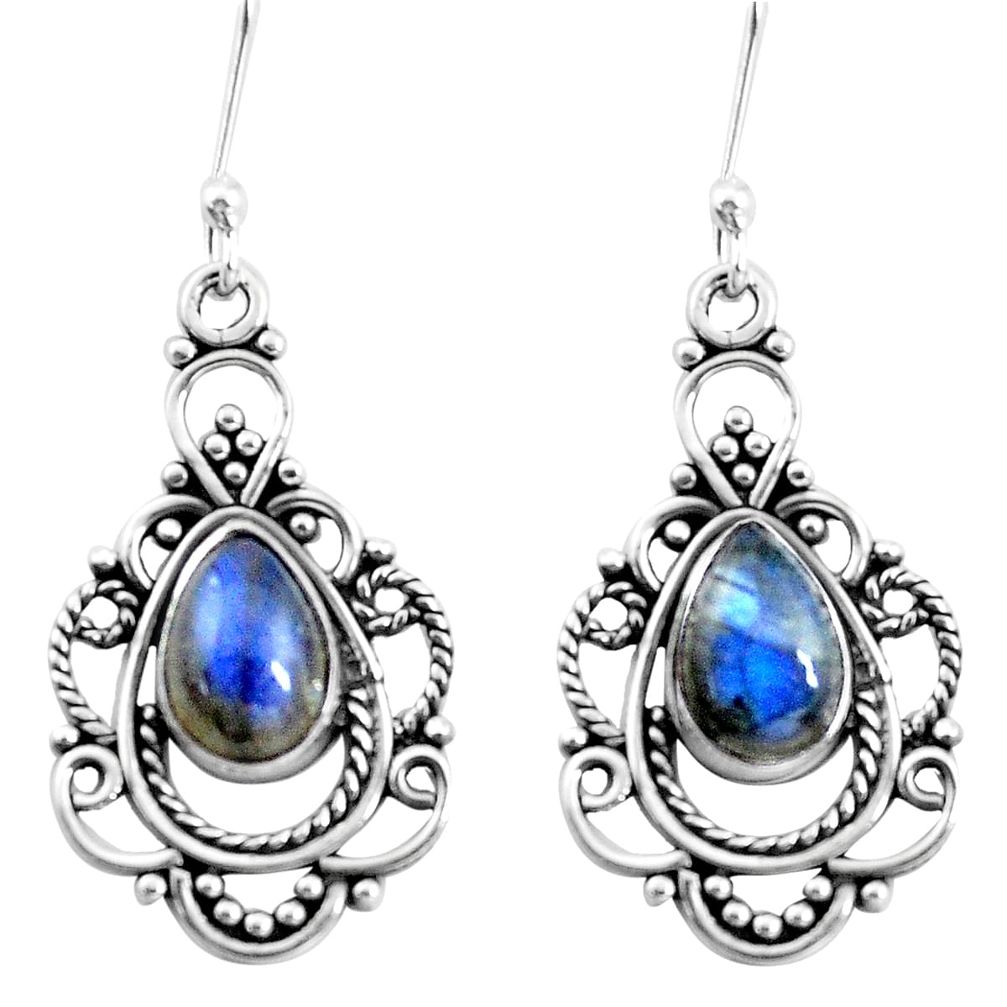 925 sterling silver 4.73cts natural blue labradorite dangle earrings p13296