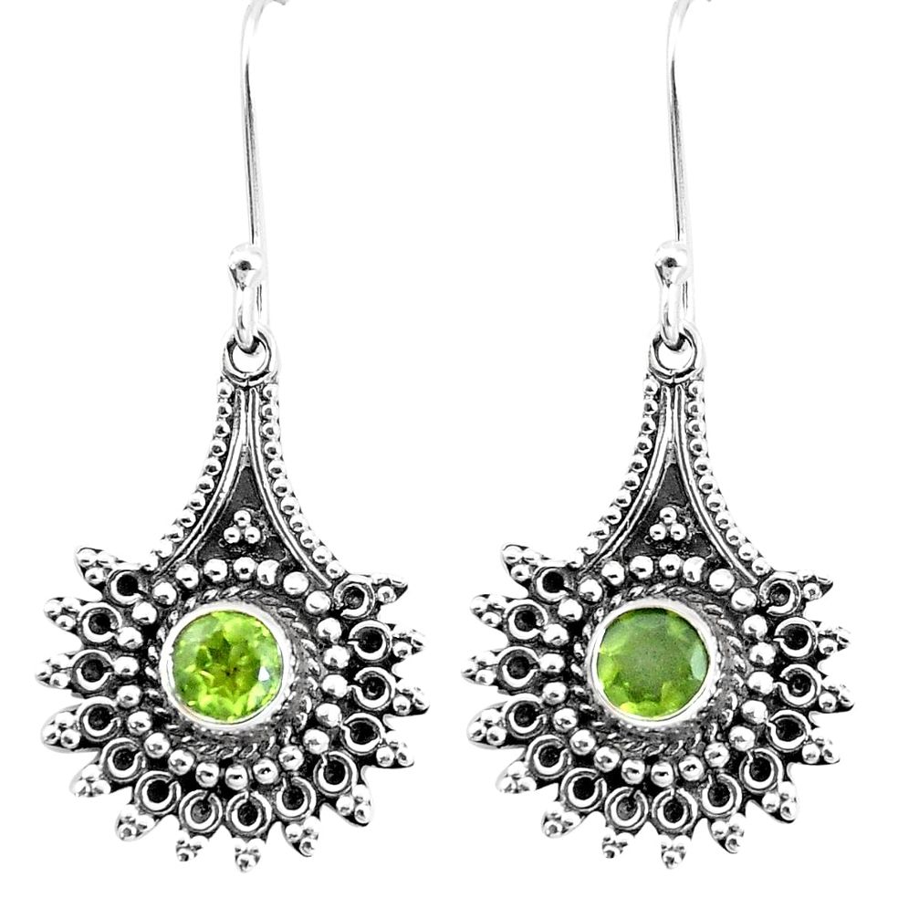 925 sterling silver 1.84cts natural green peridot dangle earrings jewelry p13315