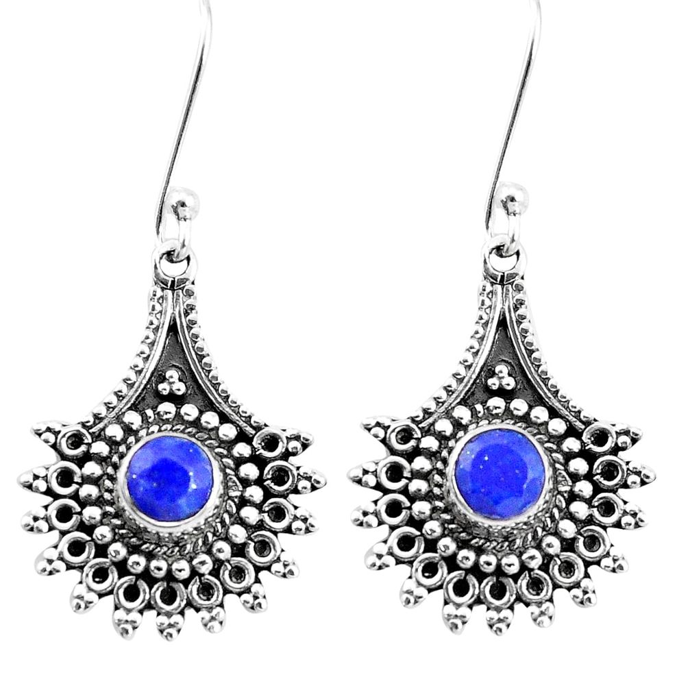 925 sterling silver 1.71cts natural blue lapis lazuli dangle earrings p13319