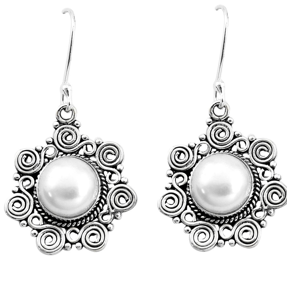 11.14cts natural white pearl 925 sterling silver dangle earrings jewelry p13340