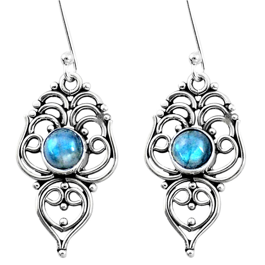 3.41cts natural blue labradorite 925 sterling silver dangle earrings p13362