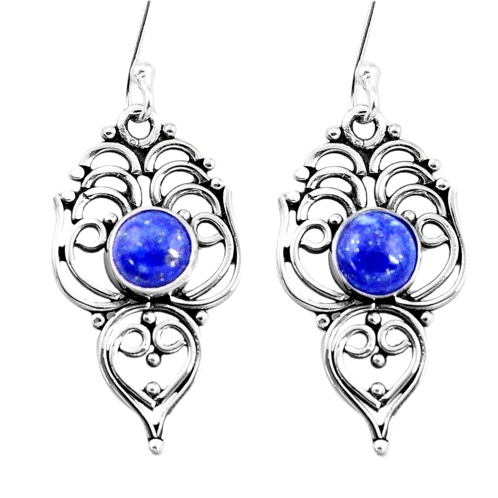 925 sterling silver 3.23cts natural blue lapis lazuli dangle earrings p13364