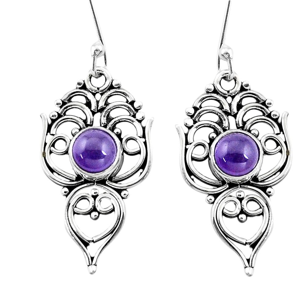 3.11cts natural purple amethyst 925 sterling silver dangle earrings p13367
