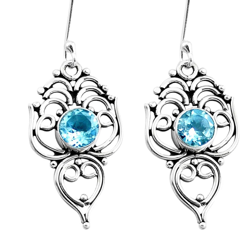 3.28cts natural blue topaz 925 sterling silver dangle earrings jewelry p13377