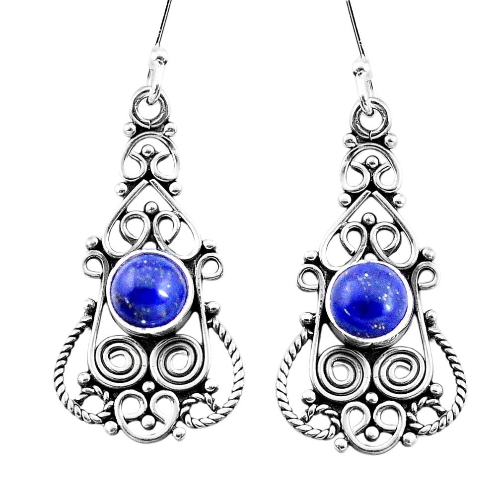 925 sterling silver 3.42cts natural blue lapis lazuli dangle earrings p13384