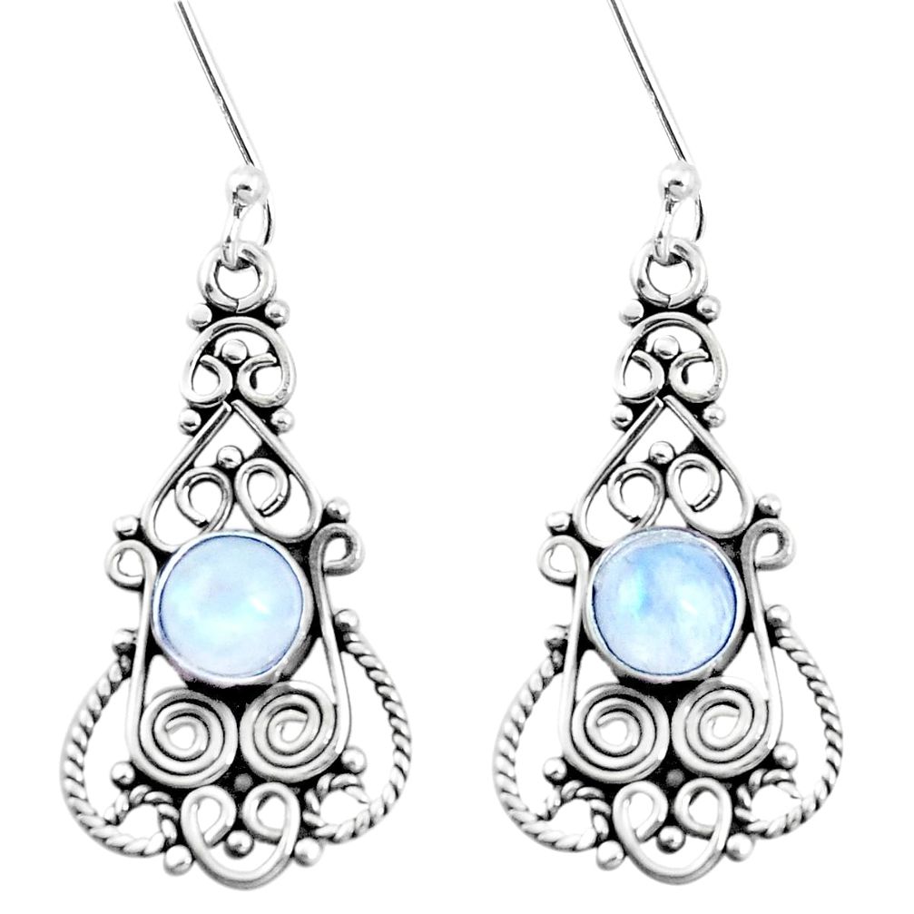 3.43cts natural rainbow moonstone 925 sterling silver dangle earrings p13386
