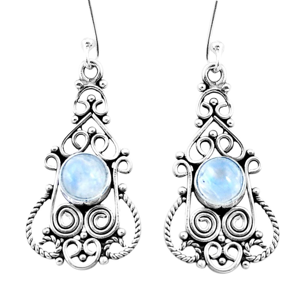 3.17cts natural rainbow moonstone 925 sterling silver dangle earrings p13388