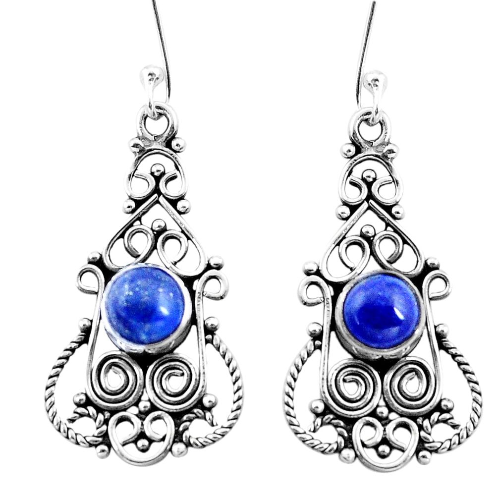 925 sterling silver 3.42cts natural blue lapis lazuli dangle earrings p13400